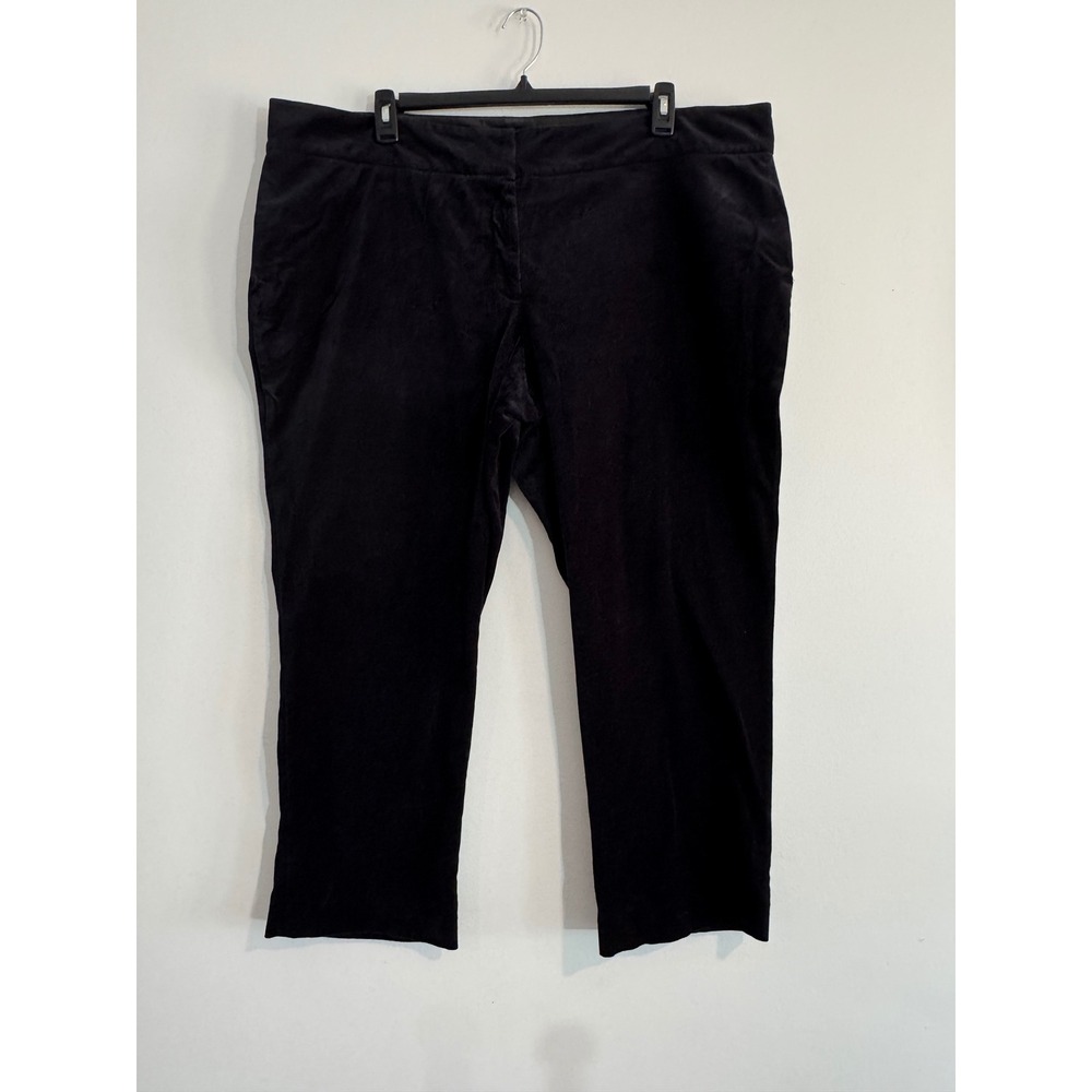 Lands' End Fit 2 Velvet Straight Leg Pants Womens 22W Black Soft Plush Luxe